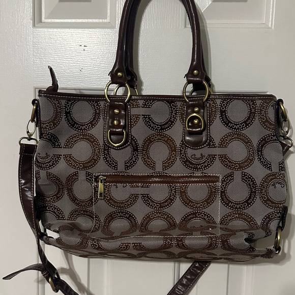 Coach Dark Brown Signature Shoulder Bag - Picture 9 of 16